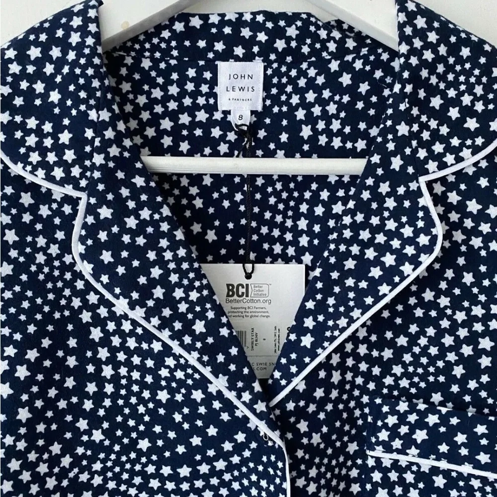 John Lewis Swirly Star Pyjama Shirt Top Size 8 - Picture 4 of 5